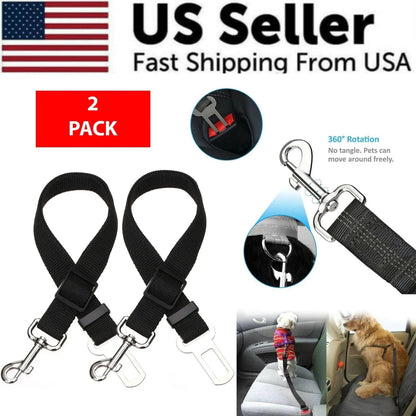 2 Pack Cat DOG PET Safety Seatbelt Car Vehicle Seat Belt Adjustable Harness Lead - USA Pets