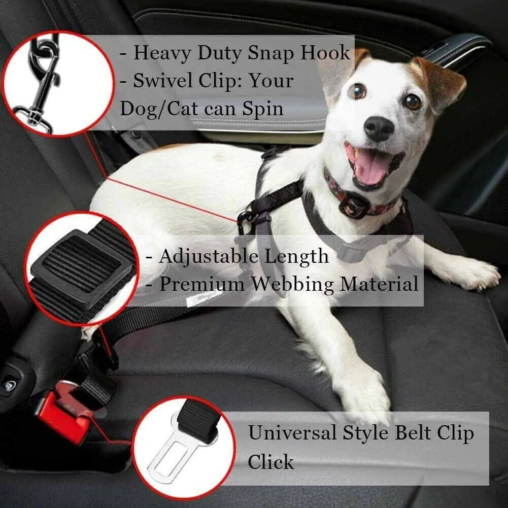 2 Pack Cat DOG PET Safety Seatbelt Car Vehicle Seat Belt Adjustable Harness Lead - USA Pets