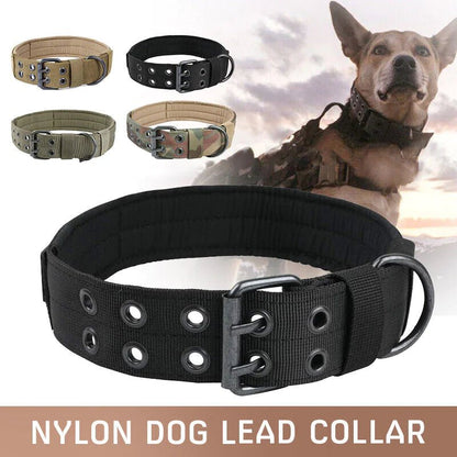 2" Wide Tactical Heavy Duty Nylon Large Dog Collar K9 Military With Metal Buckle - USA Pets