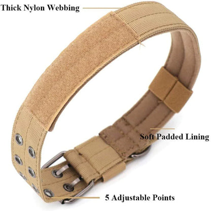 2" Wide Tactical Heavy Duty Nylon Large Dog Collar K9 Military With Metal Buckle - USA Pets