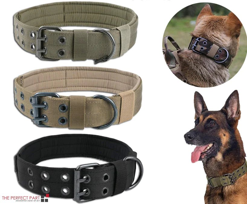 2" Wide Tactical Heavy Duty Nylon Large Dog Collar K9 Military With Metal Buckle - USA Pets