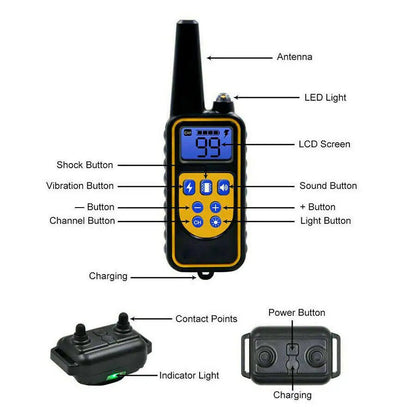 2600 FT Remote Dog Shock Training 2 Collar Set Rechargeable Waterproof LCD Pet - USA Pets