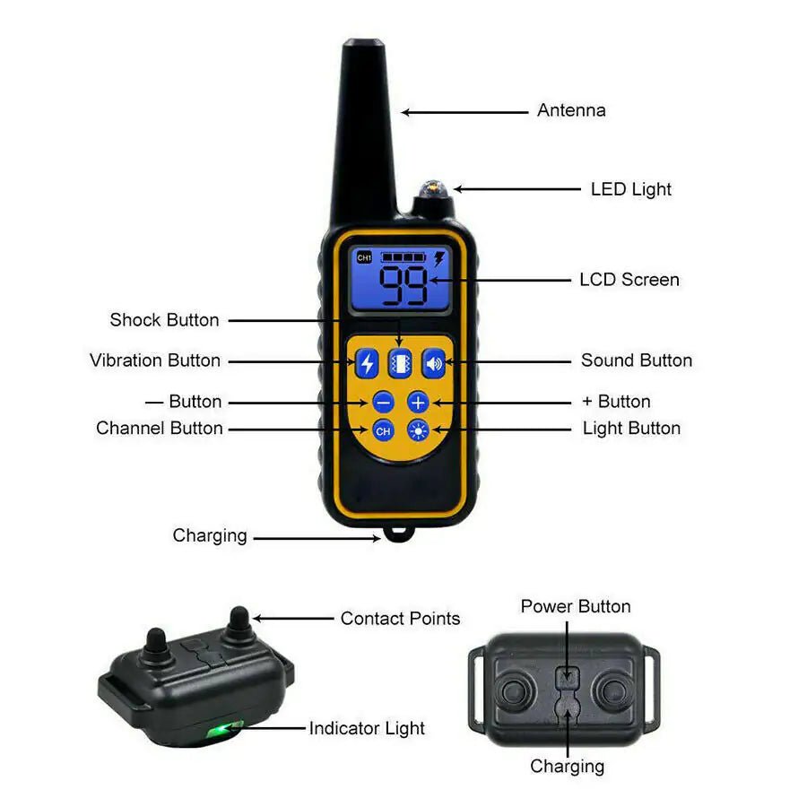 3000 FT Dog Training US Collar Rechargeable Remote Shock PET Waterproof Trainer - USA Pets