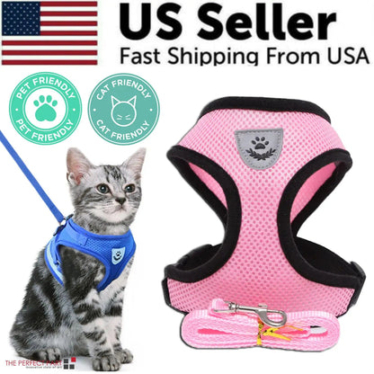 Cat Dog Pet Harness Adjustable Control Vest Dogs Reflective S M L XL Leash - USA Pets