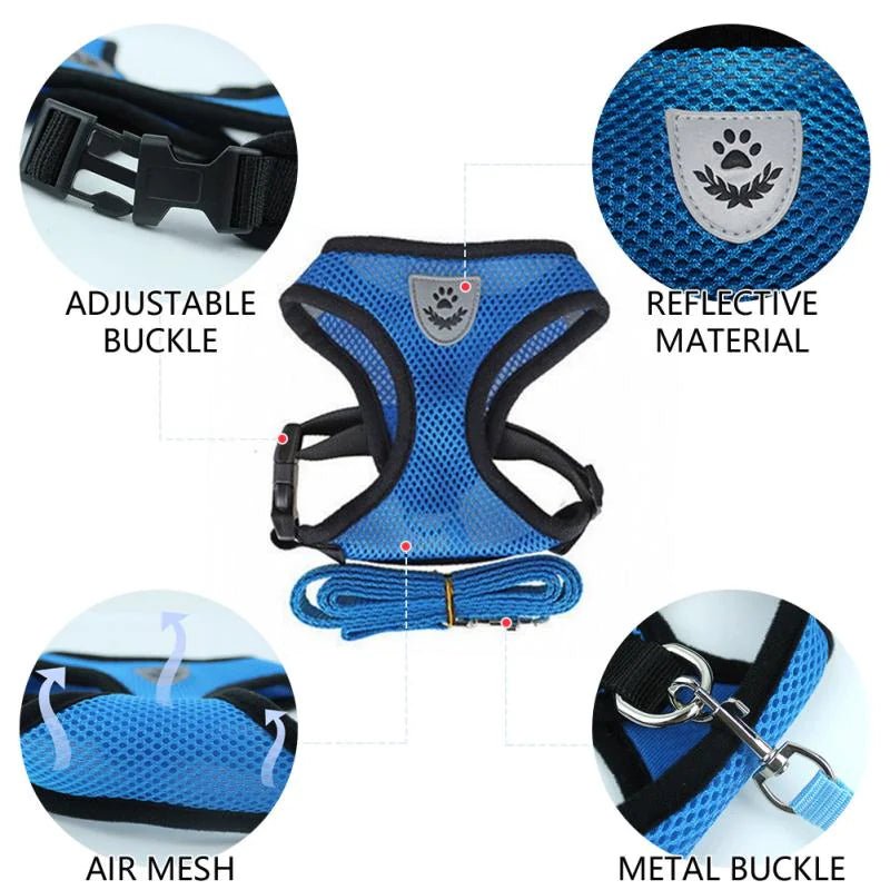 Cat Dog Pet Harness Adjustable Control Vest Dogs Reflective S M L XL Leash - USA Pets