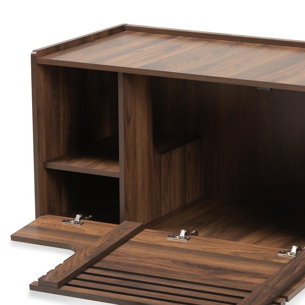 Claire Modern and Contemporary Walnut Brown Finished Cat Litter Box Cover House - USA Pets