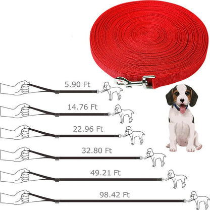 Dog Leash Long Obedience Recall Foot Feet Training Lead 6/15/23/33/50/100 FT - USA Pets