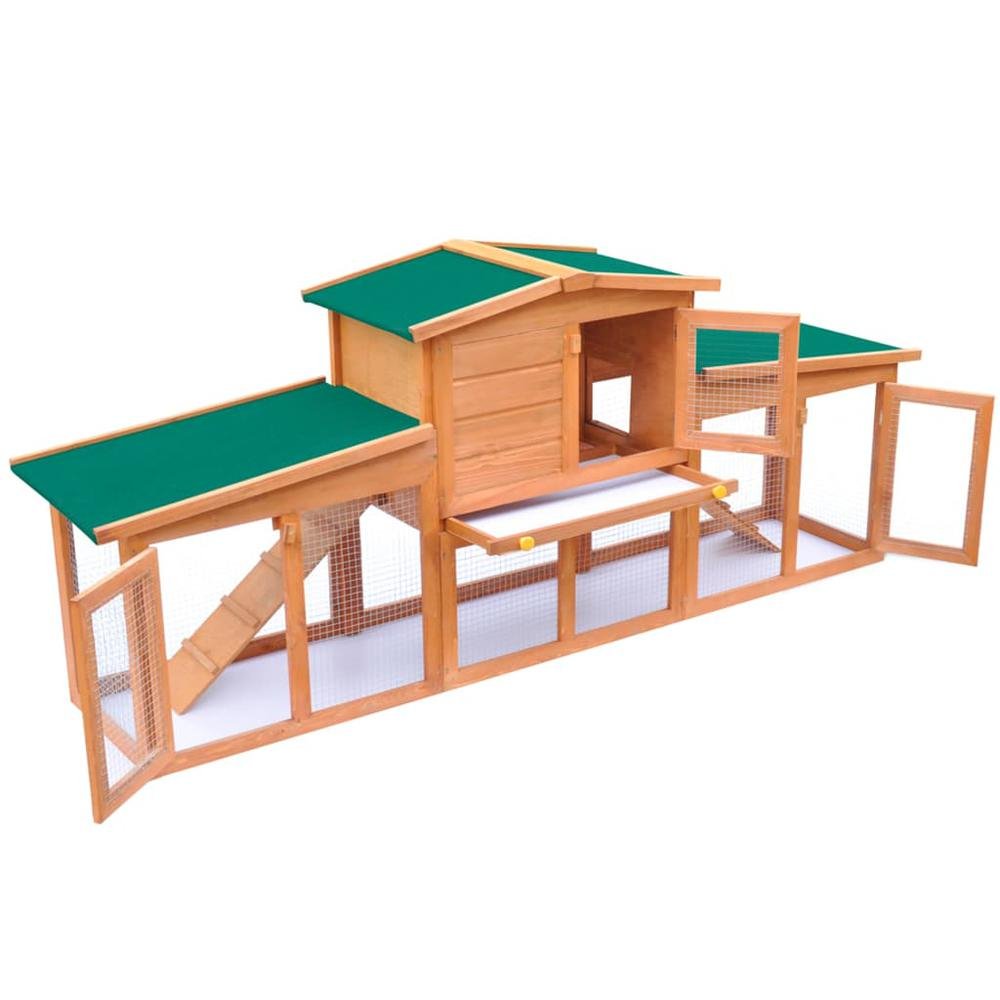 Large Rabbit Hutch Small Animal House Pet Cage with 2 Runs Wood, 170163 - USA Pets