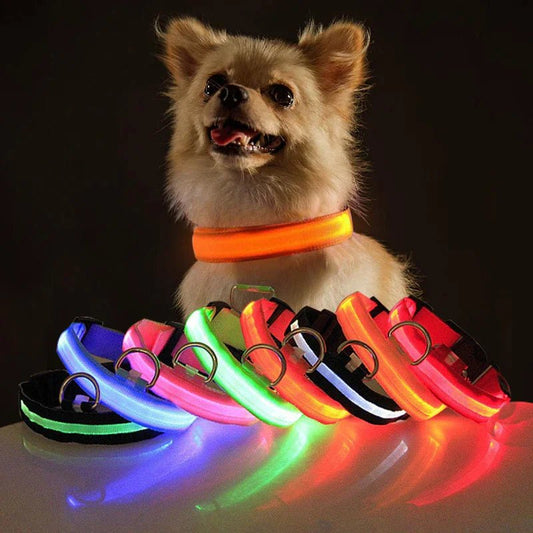 LED Adjustable Dog Collar Blinking Flashing Light Up Pet Safety Waterproof - USA Pets