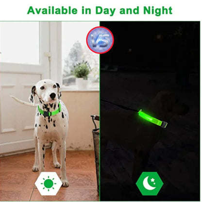 LED Adjustable Dog Collar Blinking Flashing Light Up Pet Safety Waterproof - USA Pets