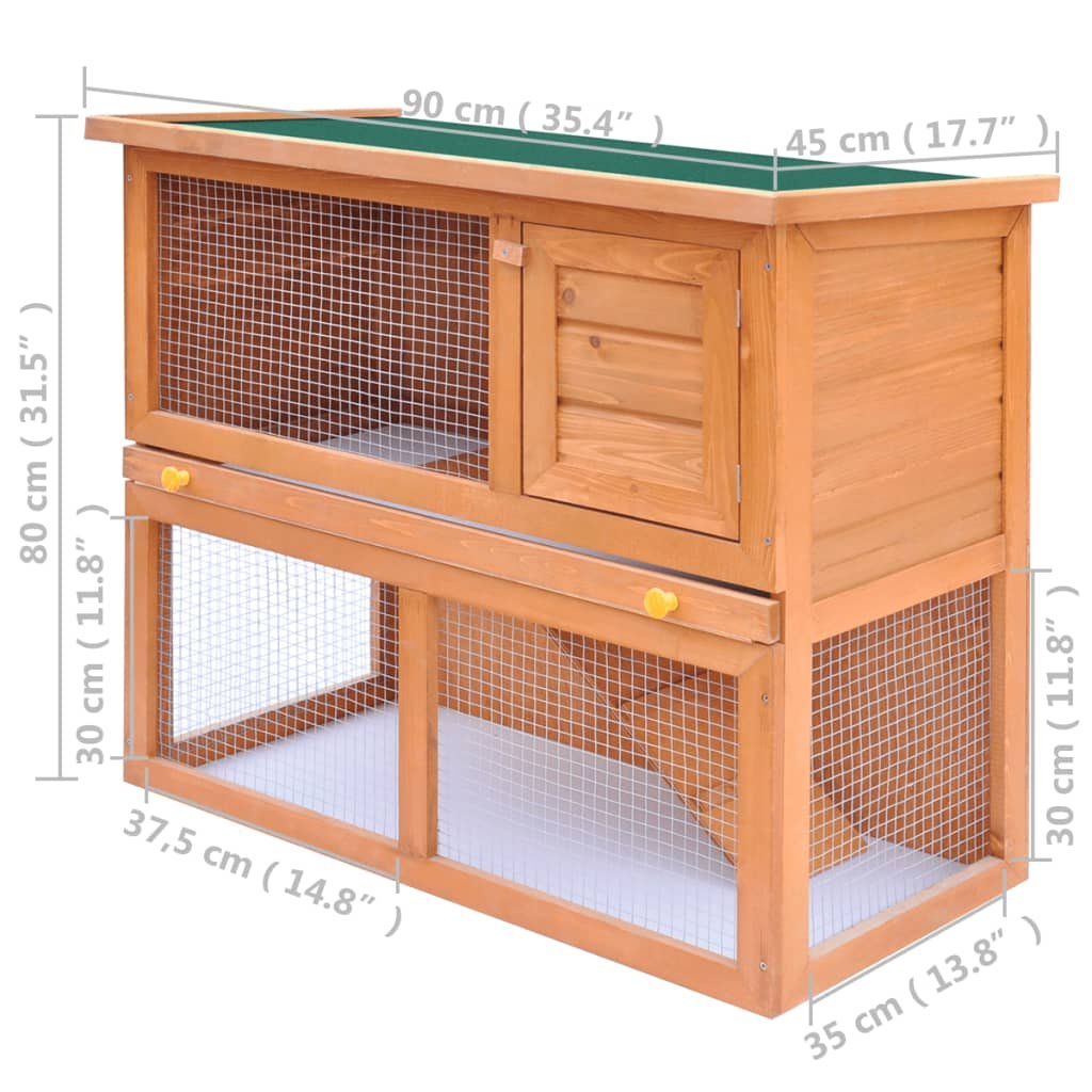 Outdoor Rabbit Hutch Small Animal House Pet Cage 1 Door Wood - USA Pets