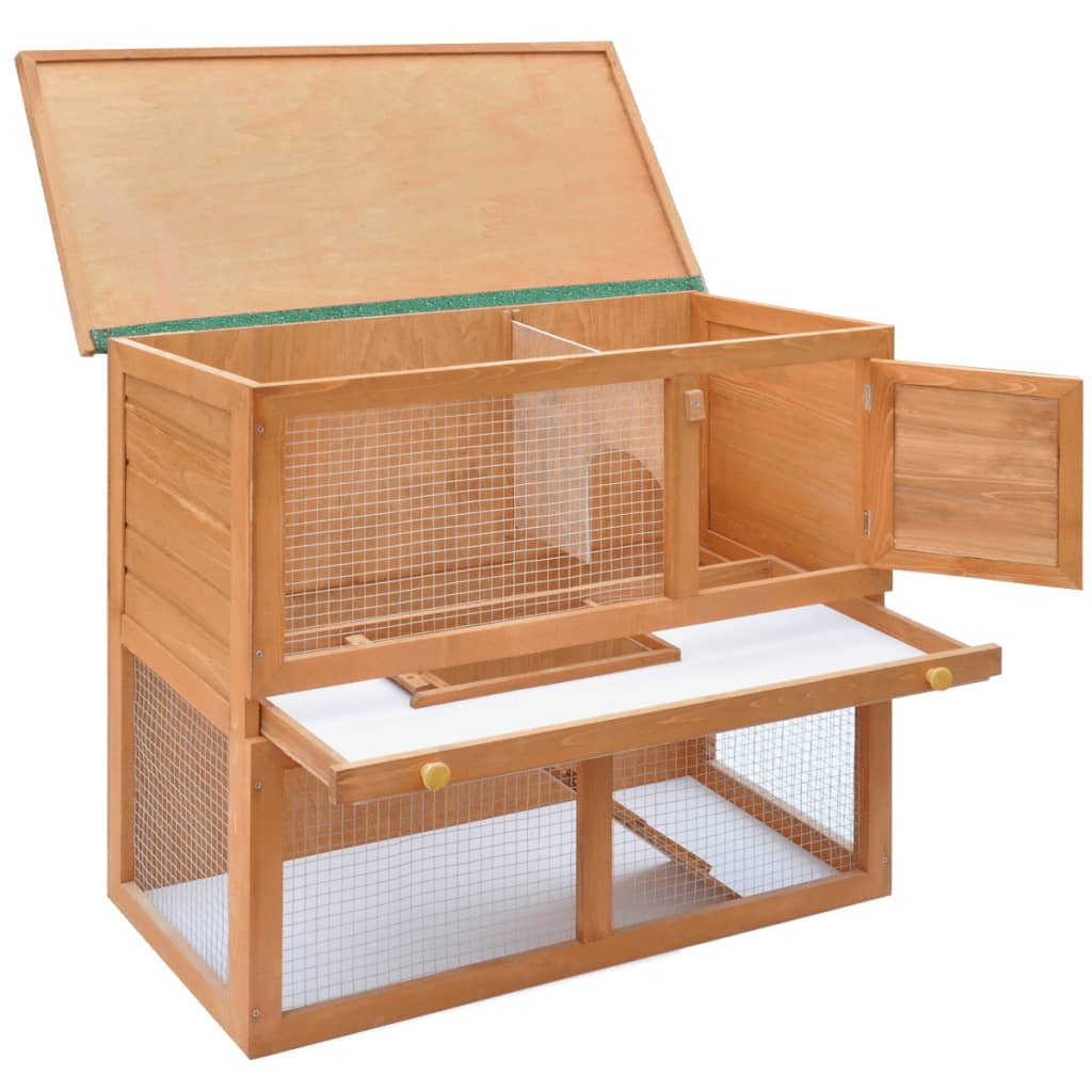 Outdoor Rabbit Hutch Small Animal House Pet Cage 1 Door Wood - USA Pets