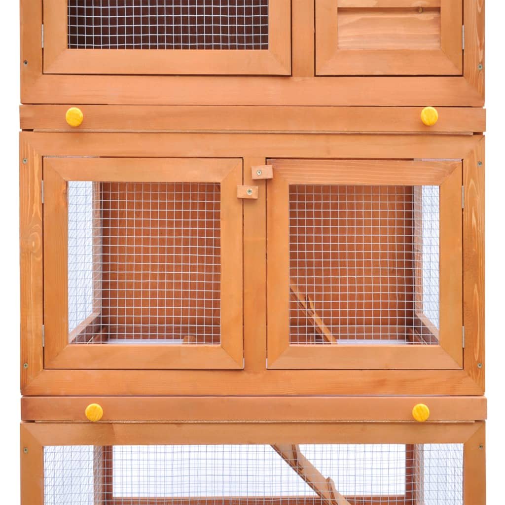 Outdoor Rabbit Hutch Small Animal House Pet Cage 3 Layers Wood - USA Pets