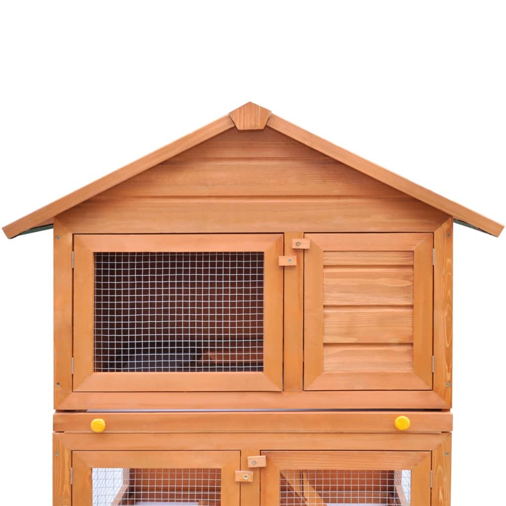 Outdoor Rabbit Hutch Small Animal House Pet Cage 3 Layers Wood - USA Pets