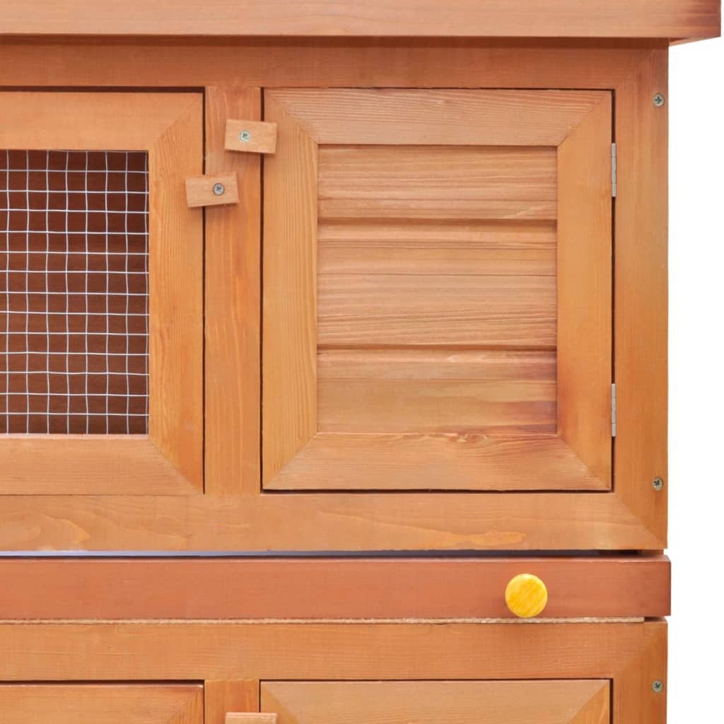 Outdoor Rabbit Hutch Small Animal House Pet Cage 4 Doors Wood - USA Pets