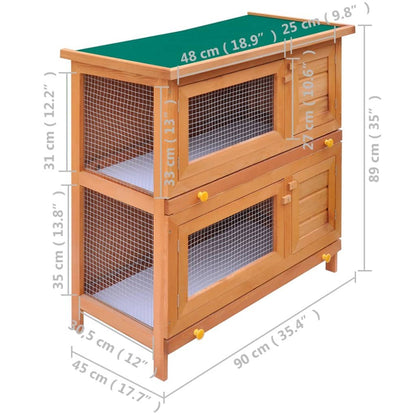 Outdoor Rabbit Hutch Small Animal House Pet Cage 4 Doors Wood - USA Pets