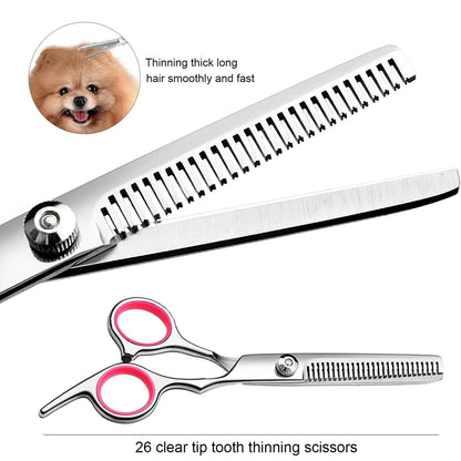 Pet Dog Grooming Scissors Stainless Straight Curved Thinning Shears Trimmer Kits - USA Pets