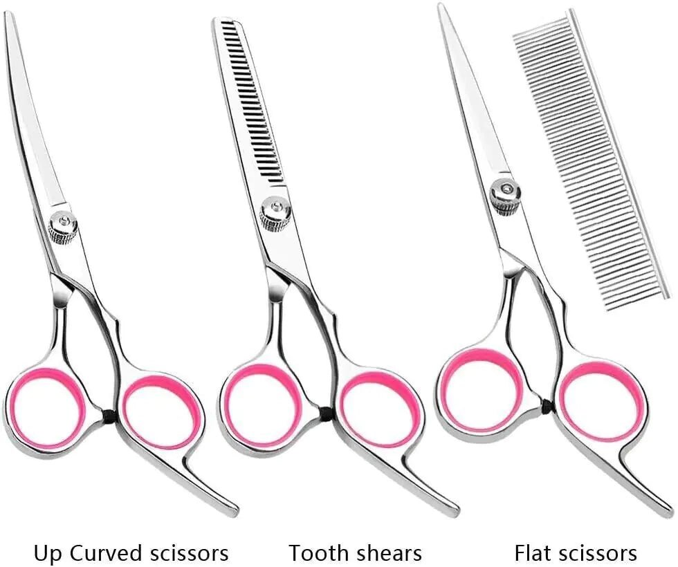 Pet Dog Grooming Scissors Stainless Straight Curved Thinning Shears Trimmer Kits - USA Pets