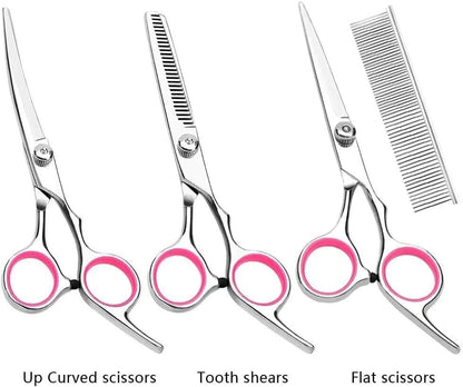 Pet Dog Grooming Scissors Stainless Straight Curved Thinning Shears Trimmer Kits - USA Pets