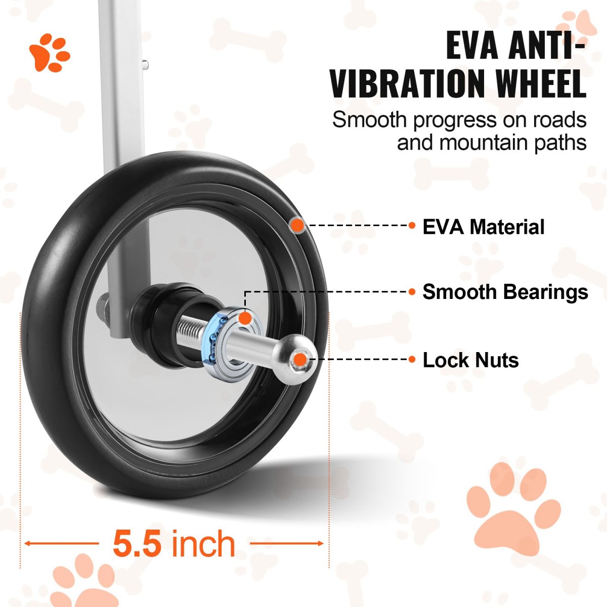 VEVOR 2 Wheels Dog Wheelchair for Back Legs, Pet Wheelchair Lightweight & Adjustable (XS) - USA Pets