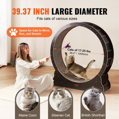 VEVOR Cat Exercise Wheel, Large Cat Treadmill Wheel for Indoor Cats, 43.3" - USA Pets