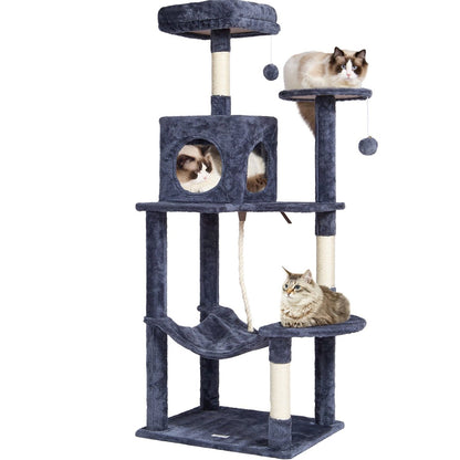 VEVOR Cat Tree 56.2" Cat Tower with Cat Condo Scratching Post Dark Grey - USA Pets