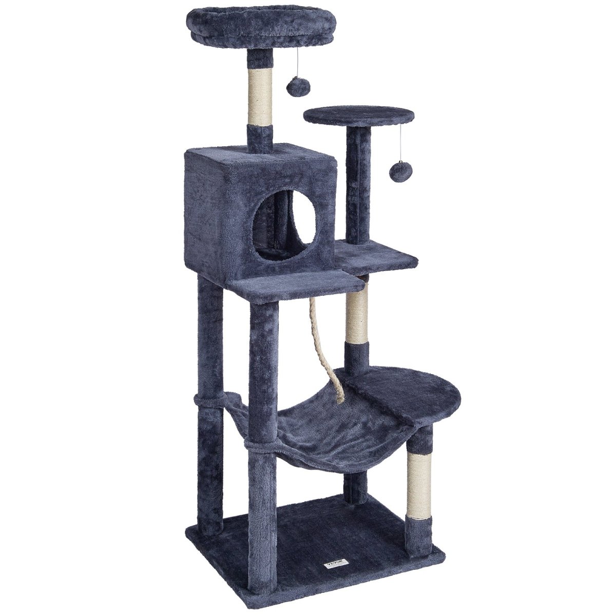 VEVOR Cat Tree 56.2" Cat Tower with Cat Condo Scratching Post Dark Grey - USA Pets