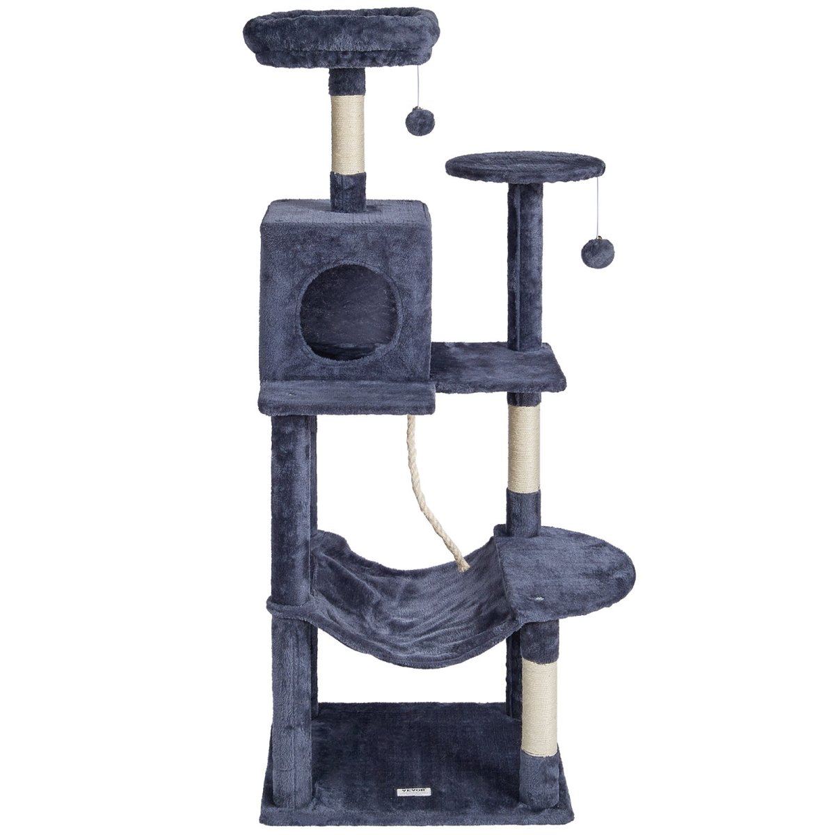 VEVOR Cat Tree 56.2" Cat Tower with Cat Condo Scratching Post Dark Grey - USA Pets