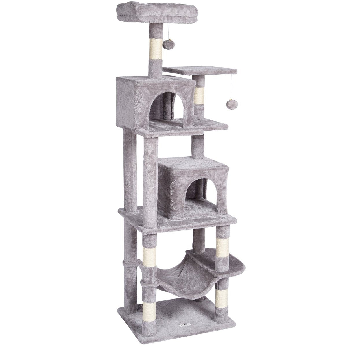 VEVOR Cat Tree 63" Cat Tower with 2 Cat Condos Scratching Post Light Grey - USA Pets