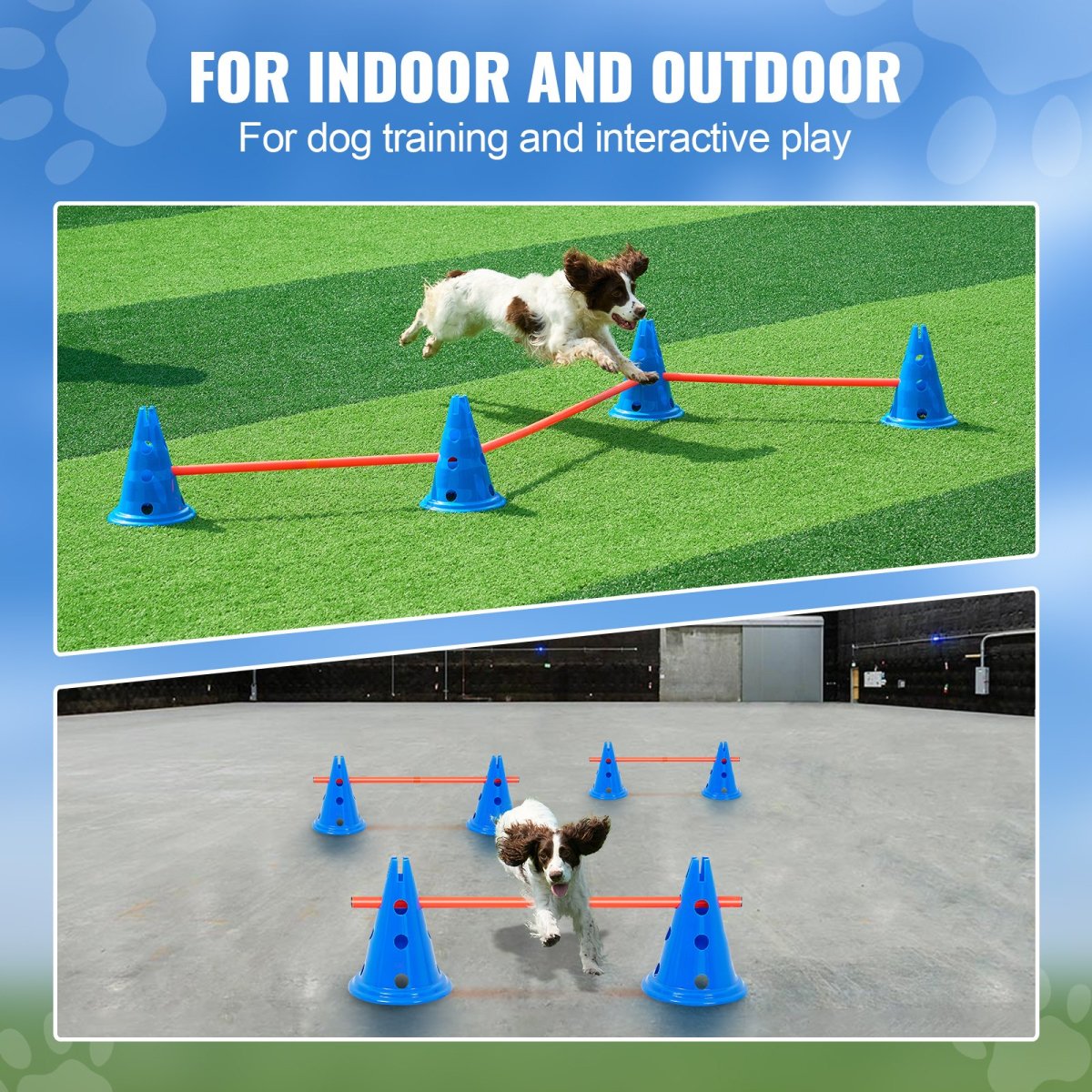 VEVOR Dog Agility Hurdle Cone Set 6 PCS Kit - 12 xCones 6 xAgility Rods with Bag - USA Pets