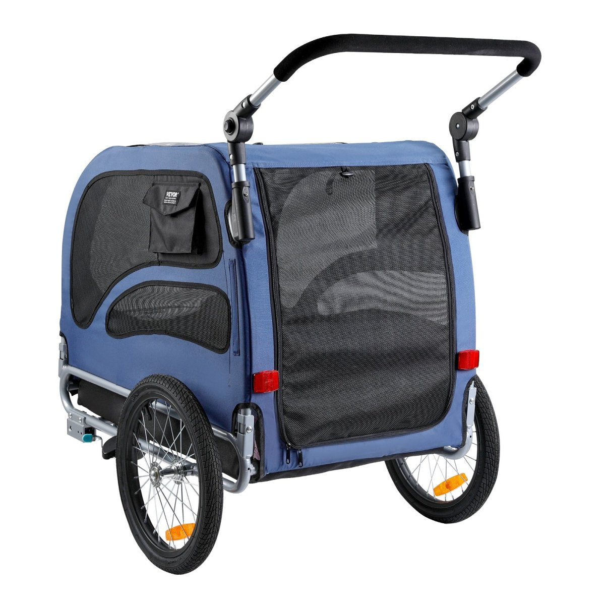 VEVOR Dog Bike Trailer, Supports up to 100 lbs, 2 - in - 1 Pet Stroller Cart Bicycle Carrier, Blue/Black - USA Pets