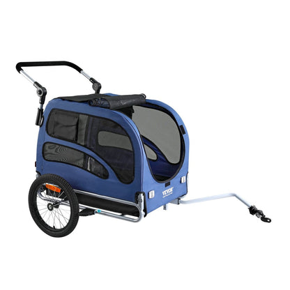 VEVOR Dog Bike Trailer, Supports up to 100 lbs, 2 - in - 1 Pet Stroller Cart Bicycle Carrier, Blue/Black - USA Pets