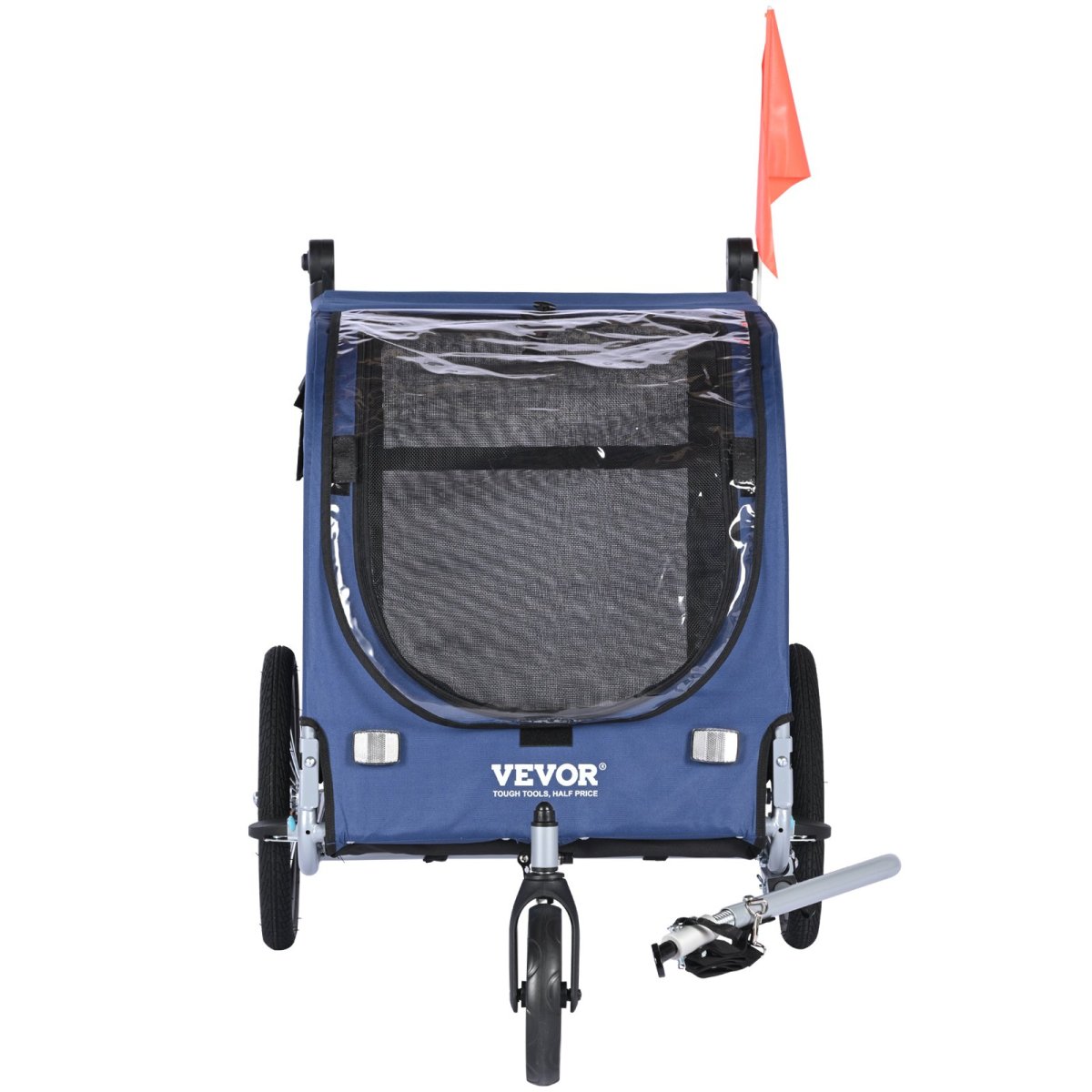 VEVOR Dog Bike Trailer, Supports up to 100 lbs, 2 - in - 1 Pet Stroller Cart Bicycle Carrier, Blue/Black - USA Pets