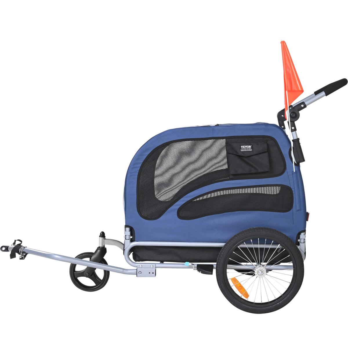 VEVOR Dog Bike Trailer, Supports up to 100 lbs, 2 - in - 1 Pet Stroller Cart Bicycle Carrier, Blue/Black - USA Pets