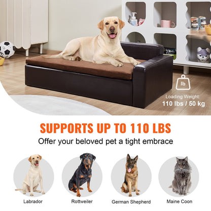 VEVOR Pet Sofa, Dog Couch for Large - Sized Dogs and Cats, Soft Leather Dog Sofa Bed, Black - USA Pets