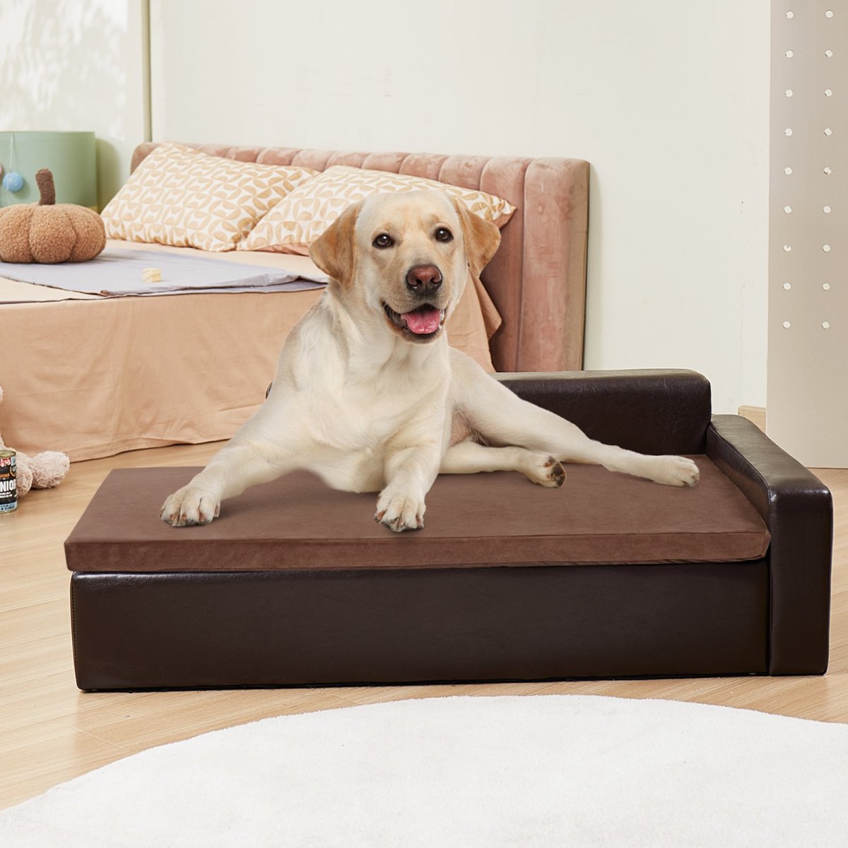 VEVOR Pet Sofa, Dog Couch for Large - Sized Dogs and Cats, Soft Leather Dog Sofa Bed, Black - USA Pets