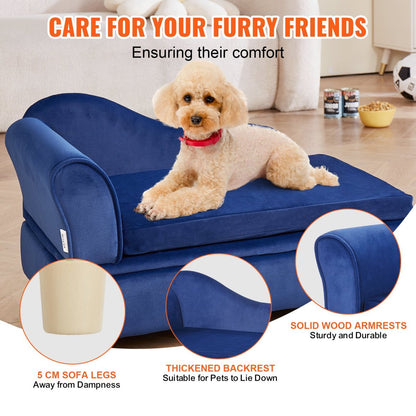 VEVOR Pet Sofa, Dog Couch for Medium - Sized Dogs and Cats, Blue - USA Pets