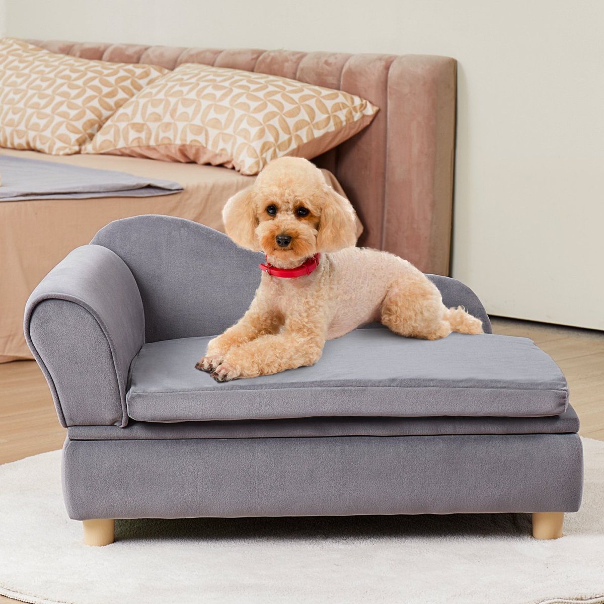 VEVOR Pet Sofa, Dog Couch for Medium - Sized Dogs and Cats, Grey - USA Pets