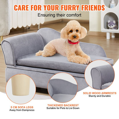 VEVOR Pet Sofa, Dog Couch for Medium - Sized Dogs and Cats, Grey - USA Pets