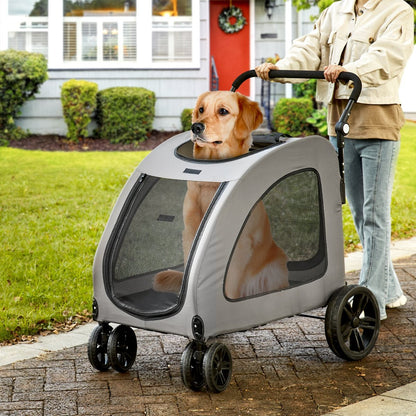 VEVOR Pet Stroller, 4 Wheels Dog Stroller Rotate with Brakes, Dark Grey - USA Pets