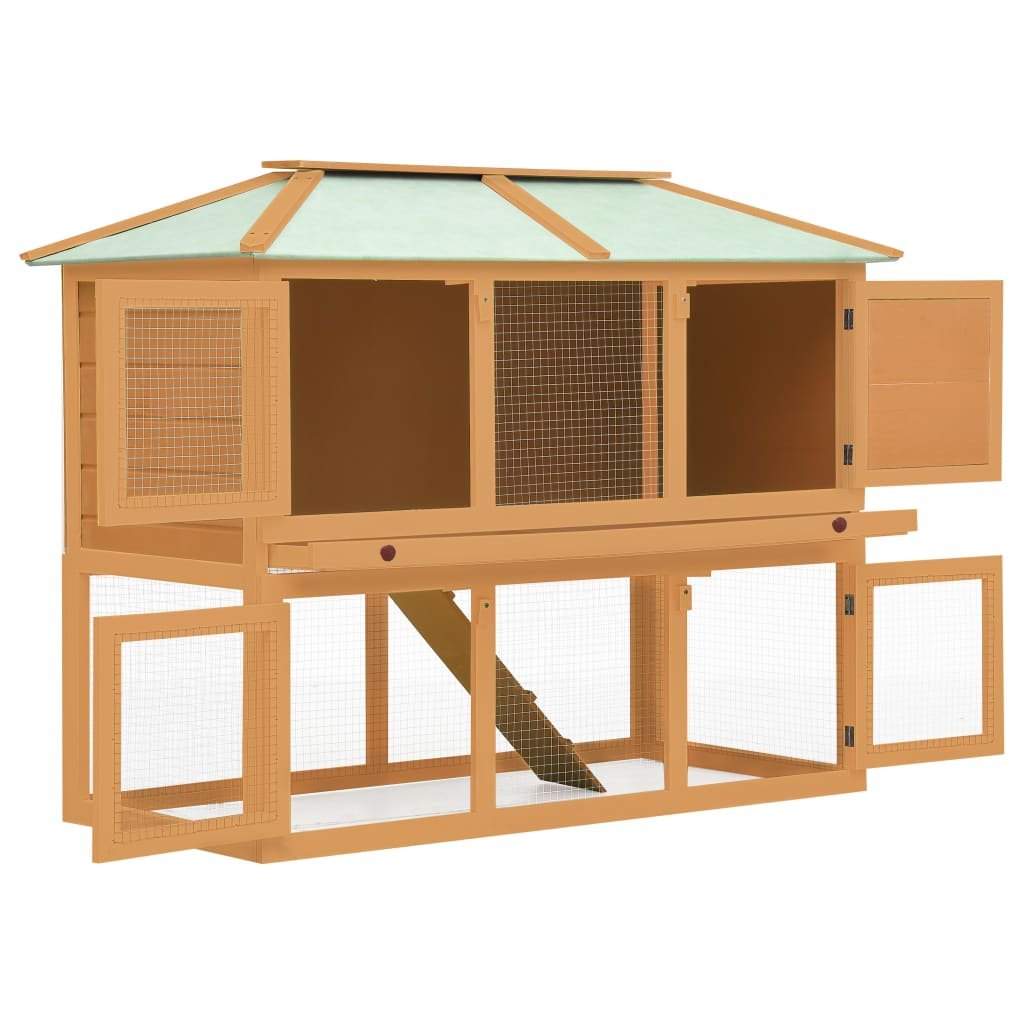 vidaXL Animal Rabbit Cage Double Floor Solid Fir Wood - USA Pets