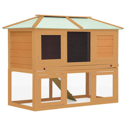 vidaXL Animal Rabbit Cage Double Floor Solid Fir Wood - USA Pets