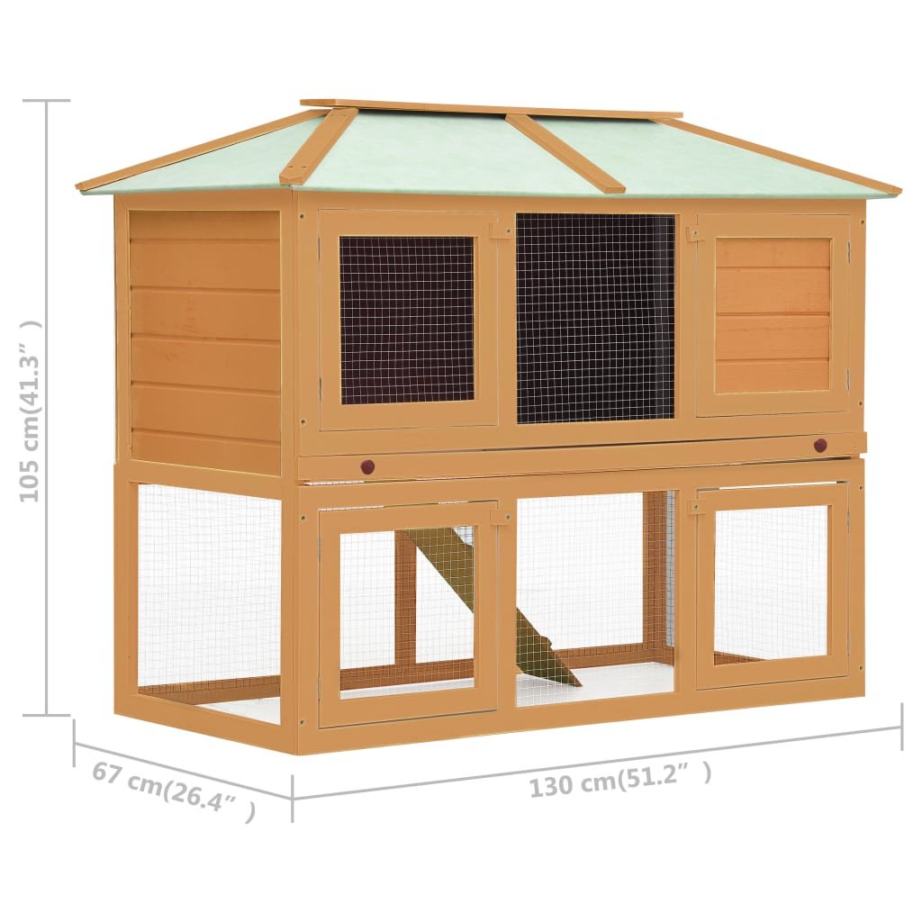 vidaXL Animal Rabbit Cage Double Floor Solid Fir Wood - USA Pets