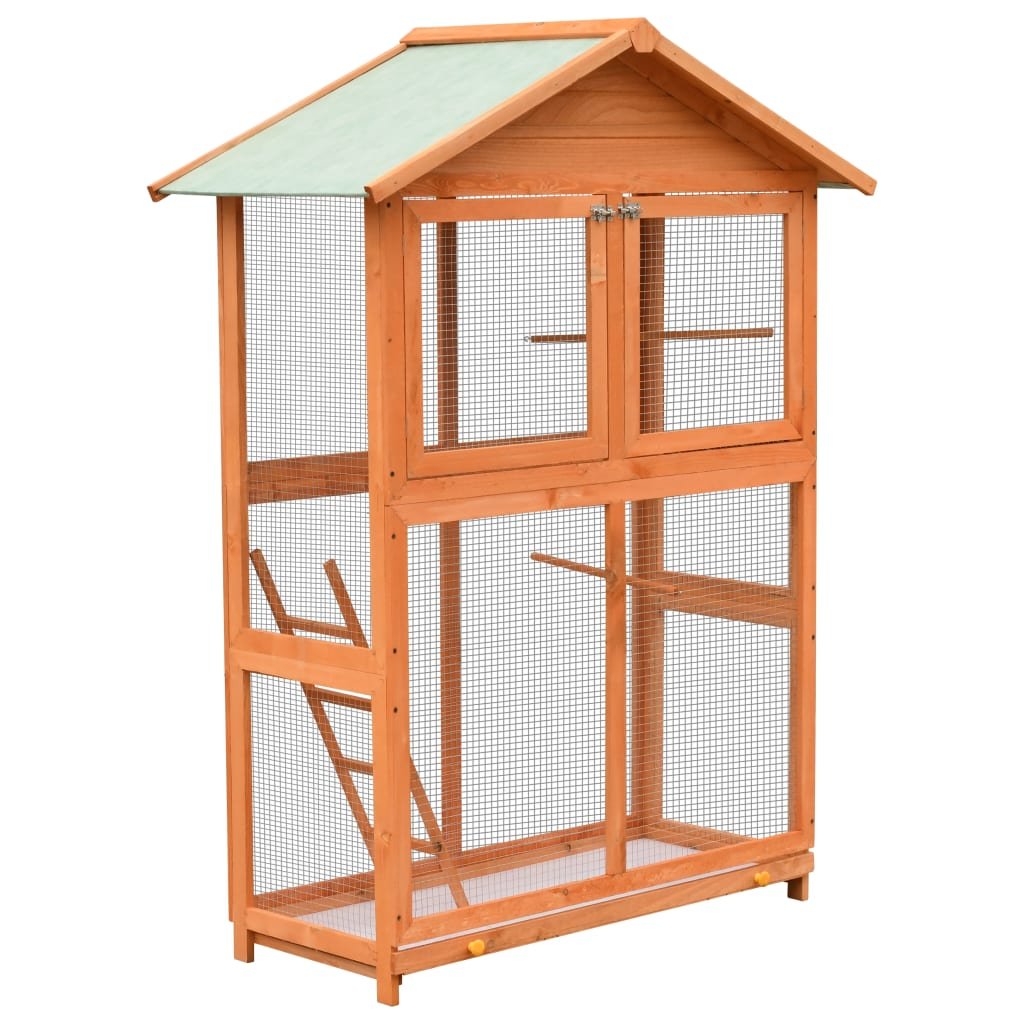 vidaXL Bird Cage Solid Pine & Fir Wood 49.4"x23.4"x64.6" - USA Pets