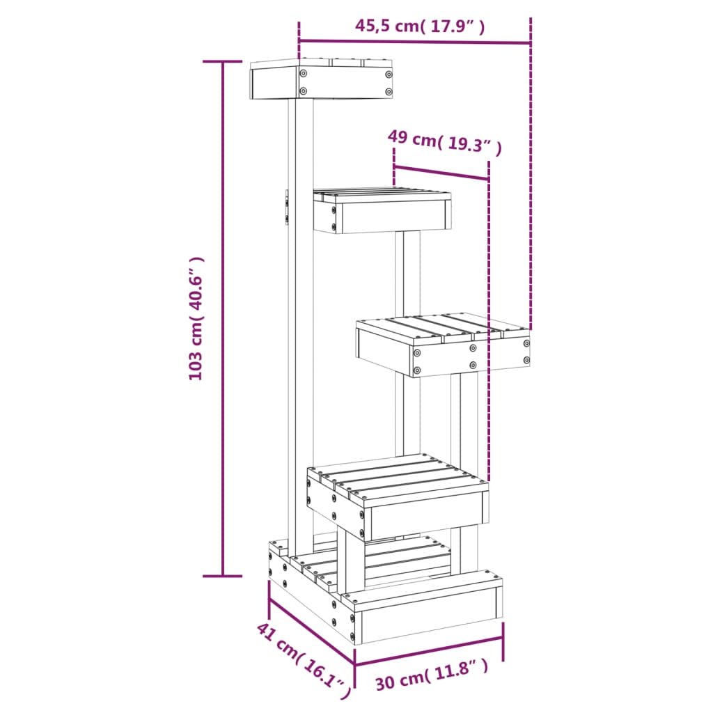 vidaXL Cat Tree White 17.9"x19.3"x40.6" Solid Wood Pine - USA Pets