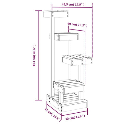 vidaXL Cat Tree White 17.9"x19.3"x40.6" Solid Wood Pine - USA Pets