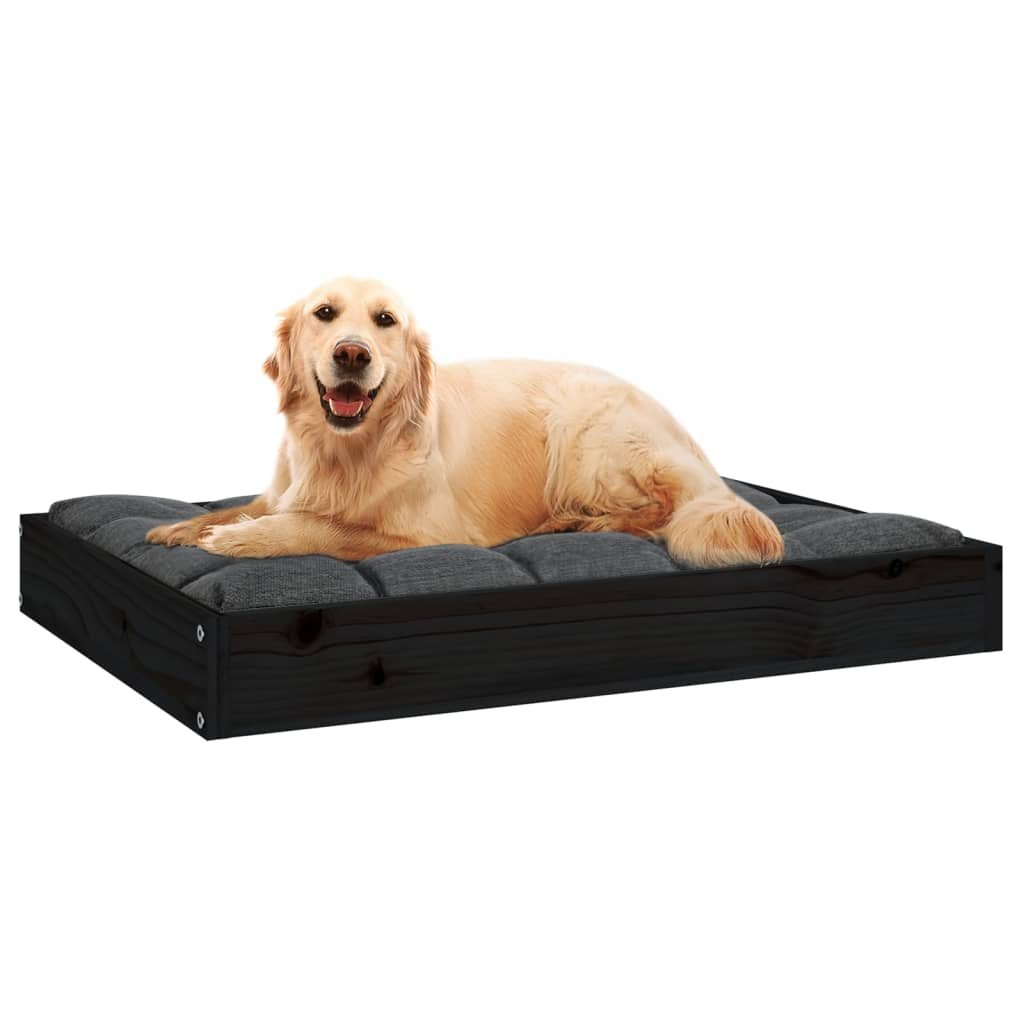 vidaXL Dog Bed Black 28.1"x21.3"x3.5" Solid Wood Pine - USA Pets