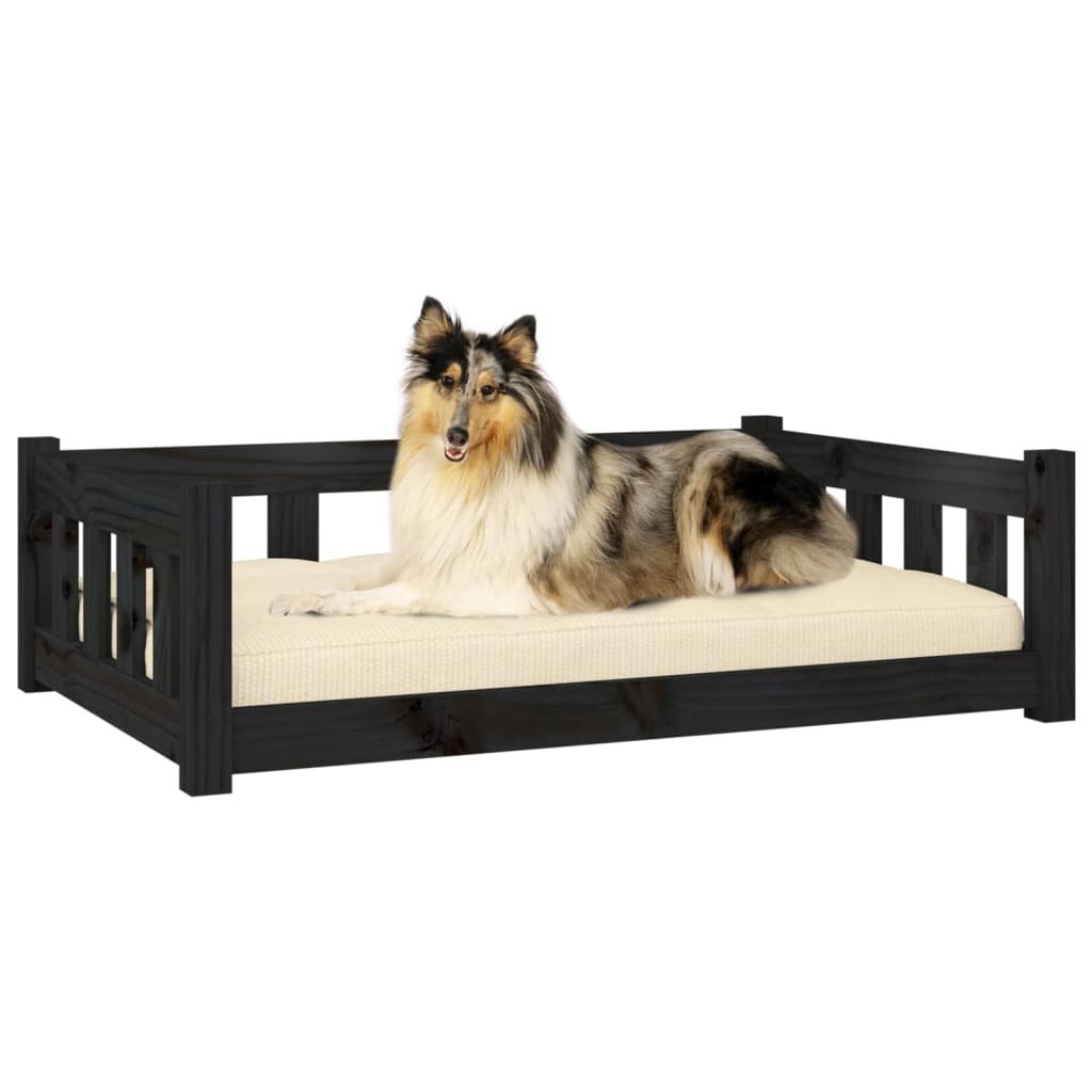 vidaXL Dog Bed Black 37.6"x25.8"x11" Solid Wood Pine - USA Pets