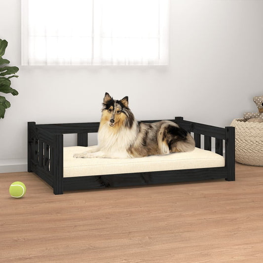 vidaXL Dog Bed Black 37.6"x25.8"x11" Solid Wood Pine - USA Pets