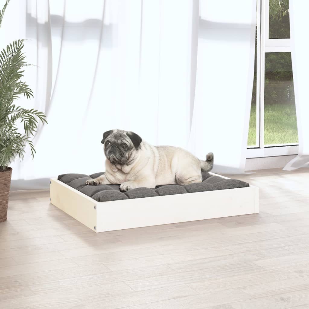 vidaXL Dog Bed White 24.2"x19.3"x3.5" Solid Wood Pine - USA Pets